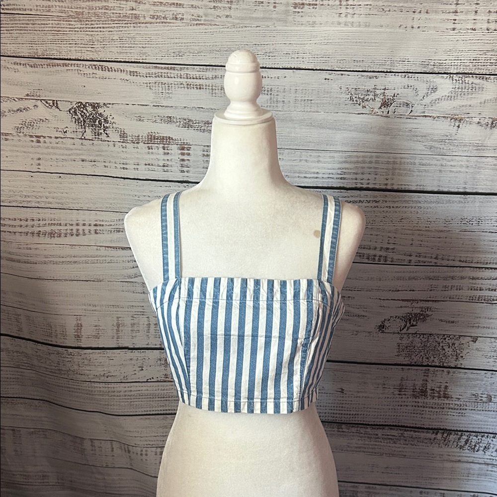 Striped Blue Crop Top from forever 21 size medium